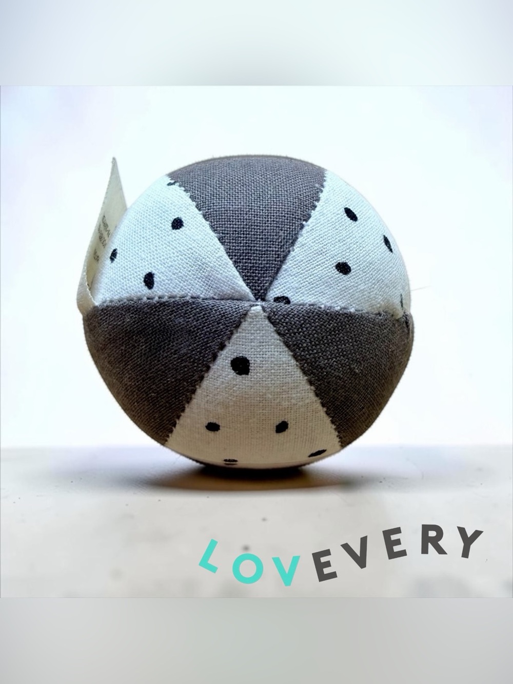 Lovevery Montessori Ball Baby Toy Explorer Gray Soft Plush Rattle Gray White
